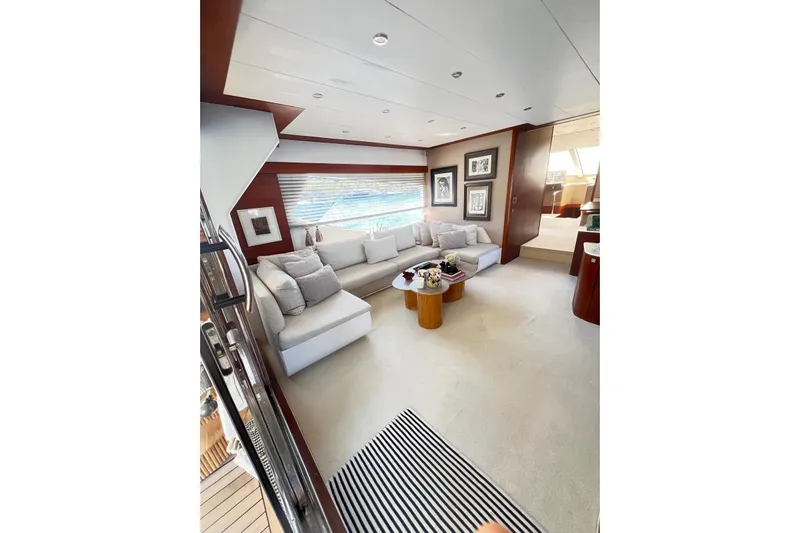  Yacht Photos Pics Luxurious interior of 2010 Numarine 78 yacht with elegant seating and decor.