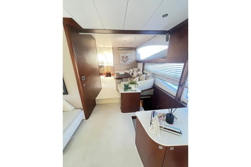  Yacht Photos Pics Luxurious interior of 2010 Numarine 78 yacht with modern furnishings and elegant design.