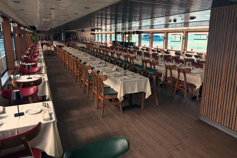  Yacht Photos Pics Luxurious dining area on a 2012 Turkish Boat Yard 49m yacht, elegantly set tables.