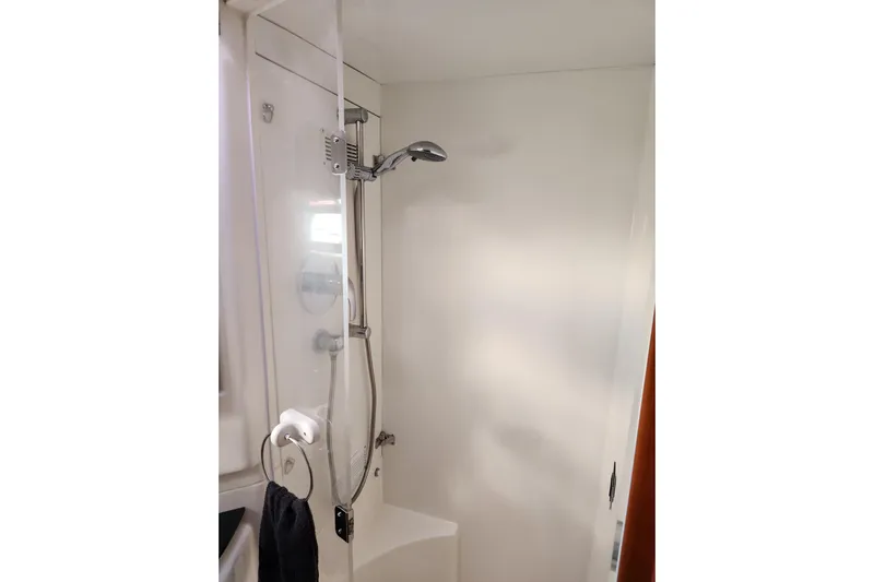 Leopard 46 Yacht Photos Pics Shower area in 2009 Leopard 46 yacht, featuring modern fixtures and sleek design.