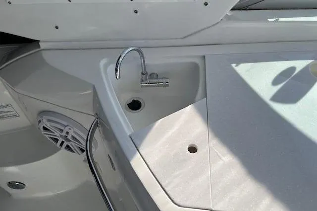  Yacht Photos Pics 2019 Monterey 355 Sport Yacht sink and countertop detail.
