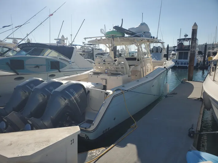  Yacht Photos Pics 2017 Grady-White Canyon 336 boat docked at marina.