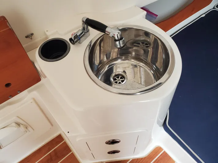  Yacht Photos Pics Stainless steel sink on 2017 Grady-White Canyon 336 boat.