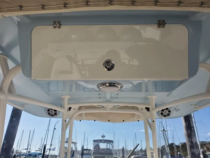  Yacht Photos Pics Interior view of a 2017 Grady-White Canyon 336 boat with storage compartment.