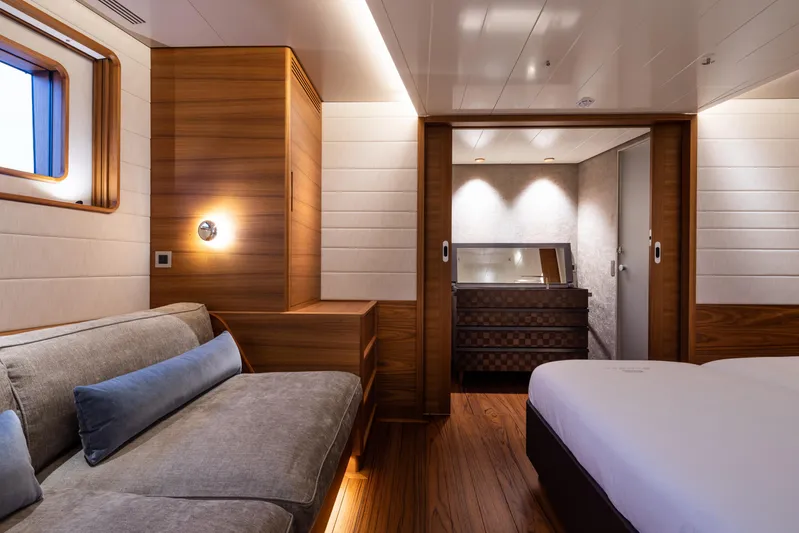 Canova Yacht Photos Pics Luxurious Baltic sailing yacht interior with elegant wood finishes and modern furnishings, 2019 model.