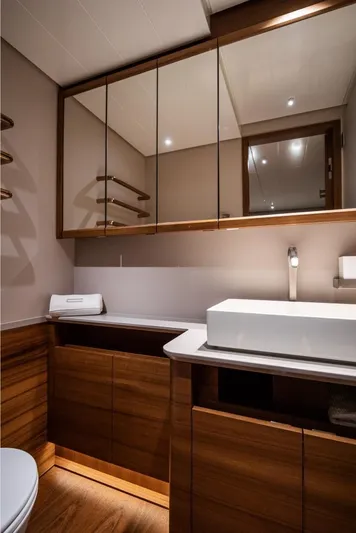 Canova Yacht Photos Pics Luxurious bathroom interior of 2019 Baltic Light Displacement Sailing Yacht.
