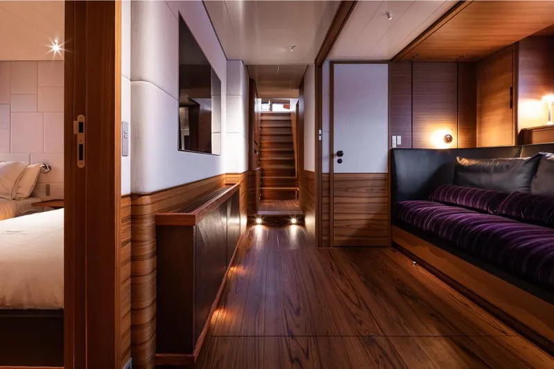 Canova Yacht Photos Pics Luxurious interior of 2019 Baltic Light Displacement Sailing Yacht with wood finishes and modern design.