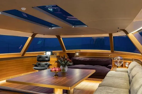 Canova Yacht Photos Pics Luxurious interior of 2019 Baltic Light Displacement Sailing Yacht with modern furnishings.
