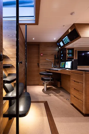 Canova Yacht Photos Pics Luxurious interior of 2019 Baltic Light Displacement Sailing Yacht with modern navigation equipment.