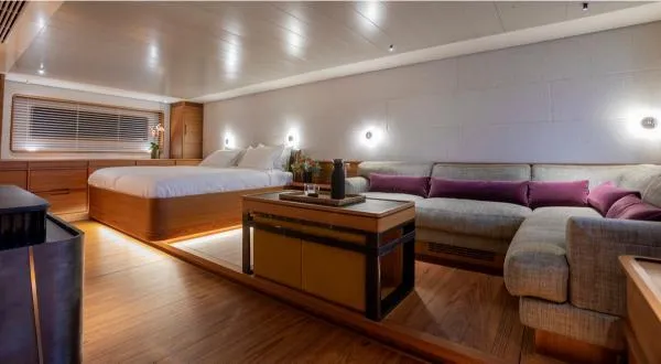 Canova Yacht Photos Pics Luxurious interior of 2019 Baltic Light Displacement Sailing Yacht with modern furnishings.