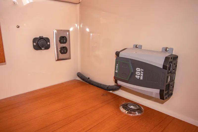 Arrow II Yacht Photos Pics Power inverter and outlets in Aspen C107, 2019 model, boat interior.