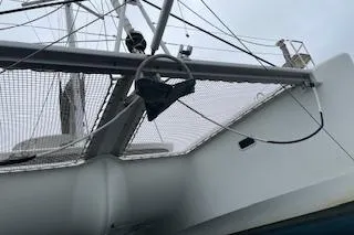  Yacht Photos Pics 2019 Lagoon 450 catamaran with rigging and netting details.