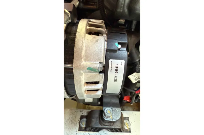  Yacht Photos Pics Alternator of a 2019 Lagoon 450 yacht, labeled with part number 128990-77260.
