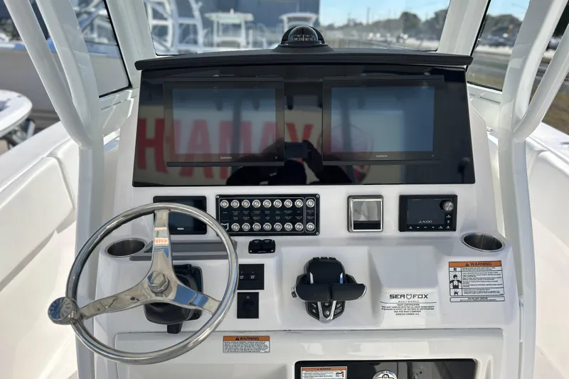  Yacht Photos Pics Helm of 2026 Sea Fox 288 Commander with dual displays and controls.