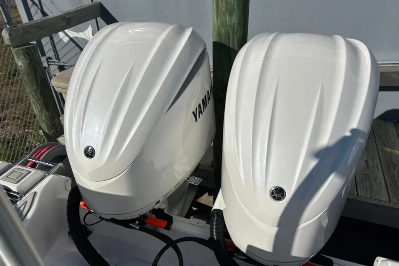 Yacht Photos Pics Twin Yamaha outboard engines on a 2026 Sea Fox 288 Commander boat.