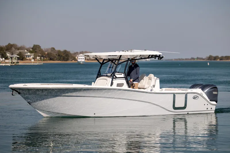  Yacht Photos Pics 2023 Sea Fox 288 Commander boat cruising on calm waters.