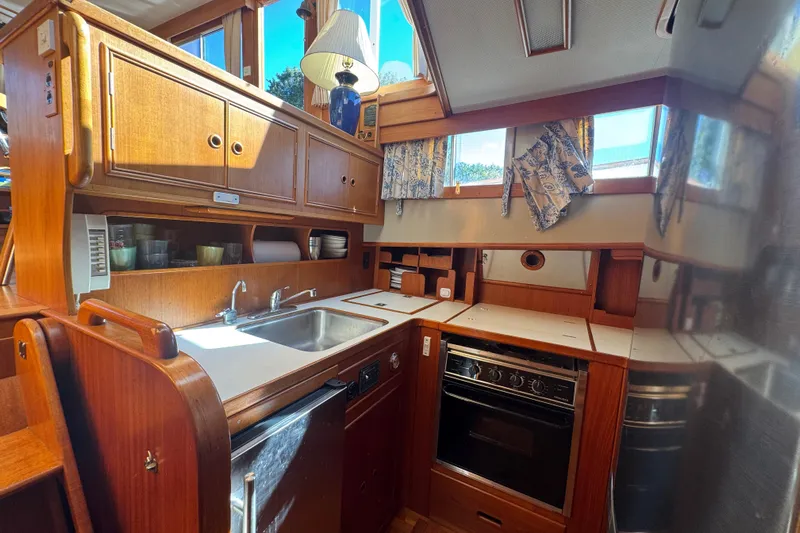 Good Enough Yacht Photos Pics Galley of the 1990 Grand Banks 46 Classic yacht.