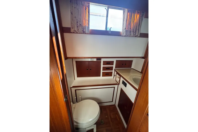 Good Enough Yacht Photos Pics Bathroom in 1990 Grand Banks 46 Classic boat.