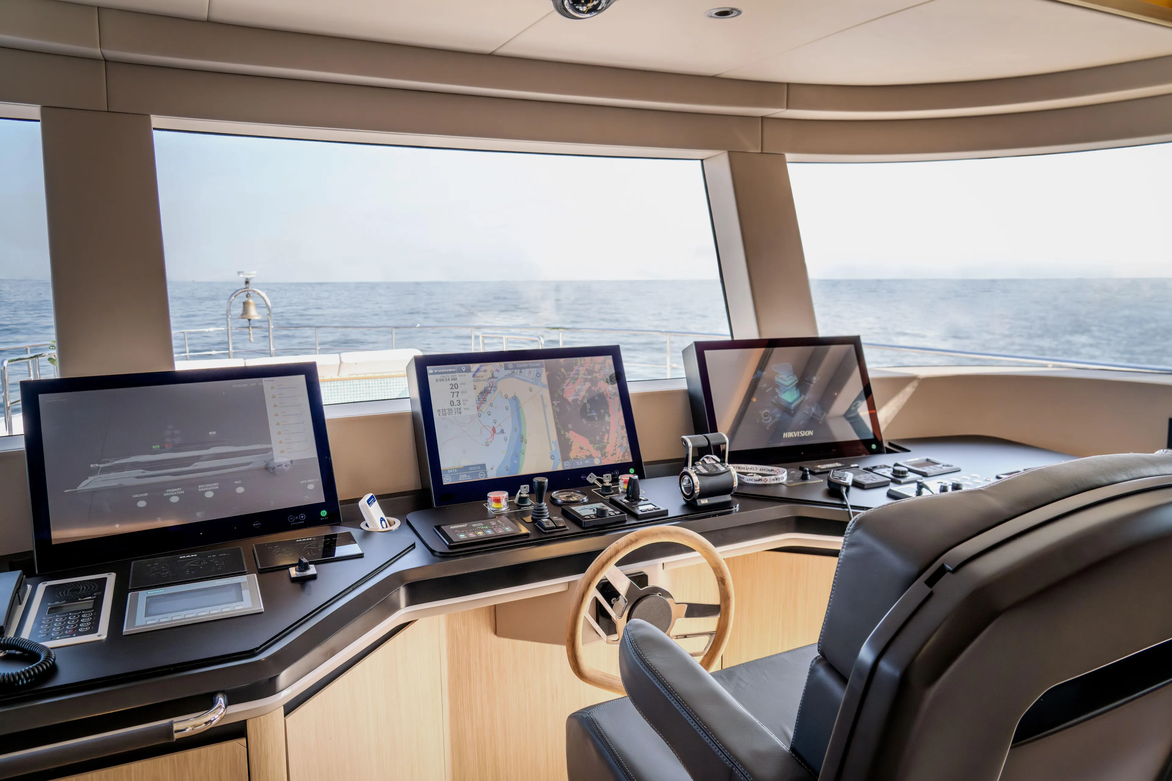  Yacht Photos Pics Bridge of 2027 Majesty 100 Terrace yacht with advanced navigation systems.