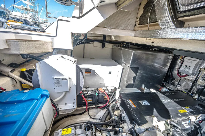  Yacht Photos Pics Engine room of 2016 Regal 46 Sport Coupe with visible components and wiring.