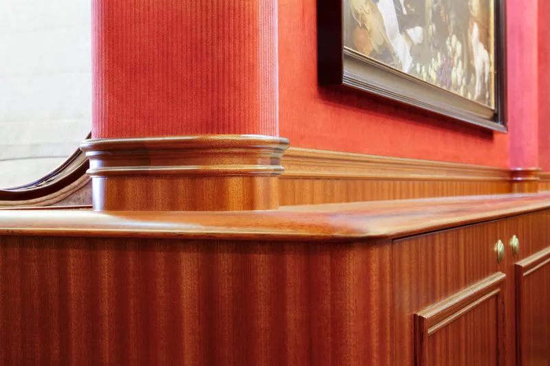  Yacht Photos Pics Luxurious wooden interior detail of Van der Valk Explorer 37M yacht, 2026 model.