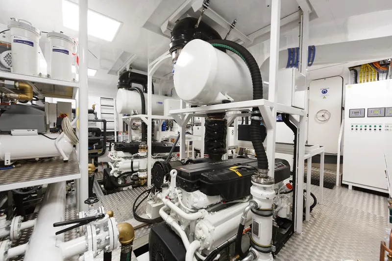  Yacht Photos Pics Engine room of 2026 Van der Valk Explorer 37M yacht with advanced machinery.