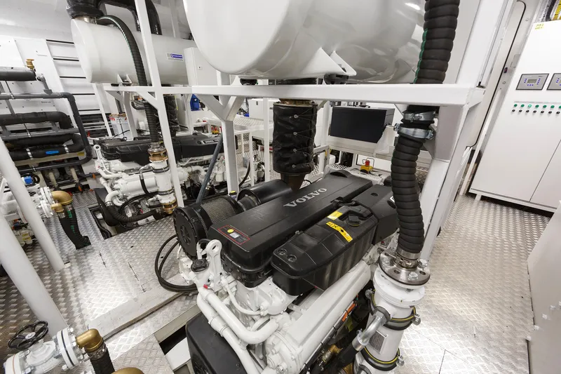  Yacht Photos Pics Engine room of 2026 Van der Valk Explorer 37M yacht with Volvo engines.