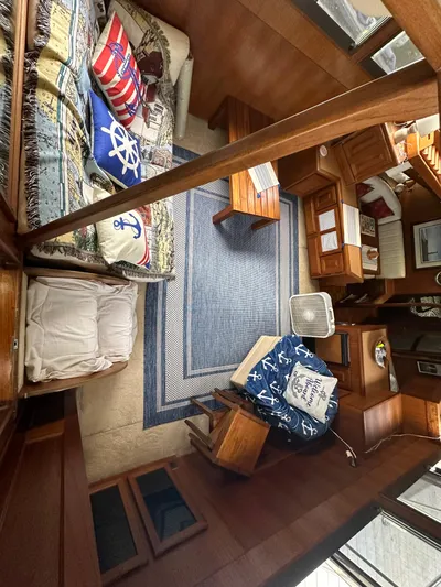 Last Dance Yacht Photos Pics Interior of 1987 Viking Boats 44 Motor Yacht with nautical-themed decor.