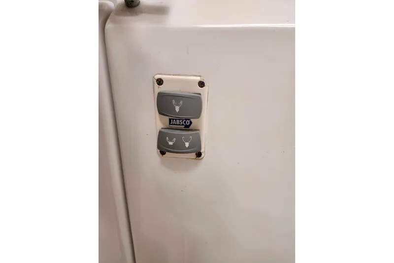Rick B Yacht Photos Pics Jabsco switch panel on 2006 Beneteau 473 yacht interior.
