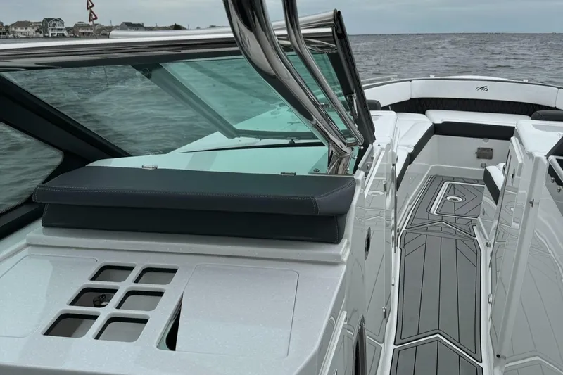  Yacht Photos Pics 2021 Monterey 385 Super Express boat interior with sleek design and modern features.