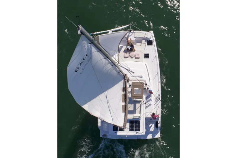  Yacht Photos Pics Aerial view of 2026 Bali CATSPACE sailing catamaran on open water.