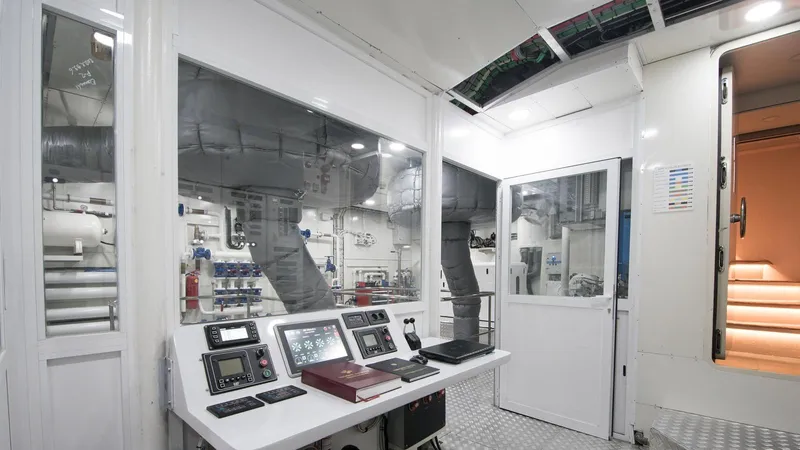 All About U Yacht Photos Pics Control room of a 2018 Ada Yacht Sailing Yacht, featuring advanced navigation equipment.