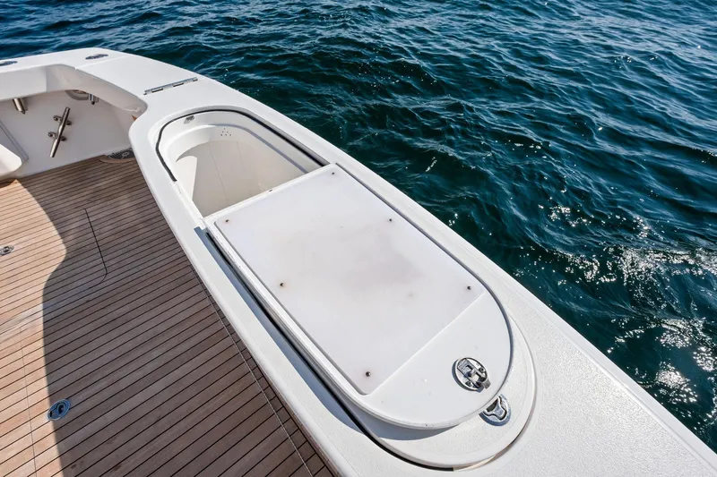 Sexy Lady Yacht Photos Pics 2017 Viking 62 Enclosed Bridge yacht deck with ocean view.