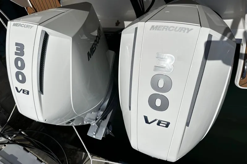  Yacht Photos Pics Twin Mercury 300 V8 outboard engines on a 2020 Tiara Sport 34 LS boat.