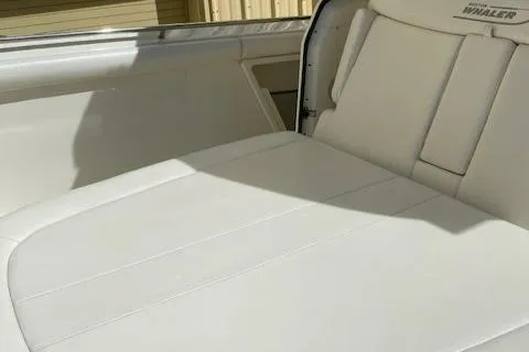 Outrageous Yacht Photos Pics 2014 Boston Whaler 350 Outrage boat interior seating area.