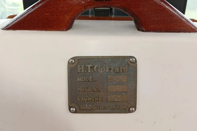 Rhythm Yacht Photos Pics Plaque on Gozzard 31 sailboat, launched in 1991, made in Canada.