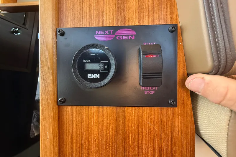  Yacht Photos Pics Control panel of 2024 Ranger Tugs R31CB with hour meter and start switch.