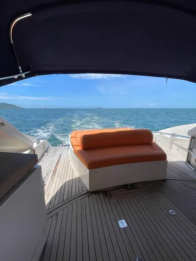  Yacht Photos Pics 2013 Azimut Atlantis 54 yacht with orange seating, ocean view.