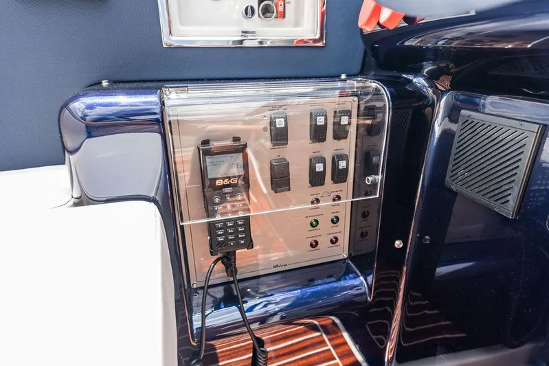 Amore Yacht Photos Pics Control panel of a 2015 Riva Aquariva Super boat with B&G marine equipment.
