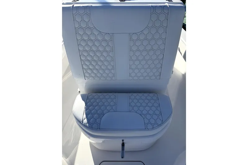  Yacht Photos Pics 2024 Contender 25 Bay boat seat with hexagonal pattern upholstery.