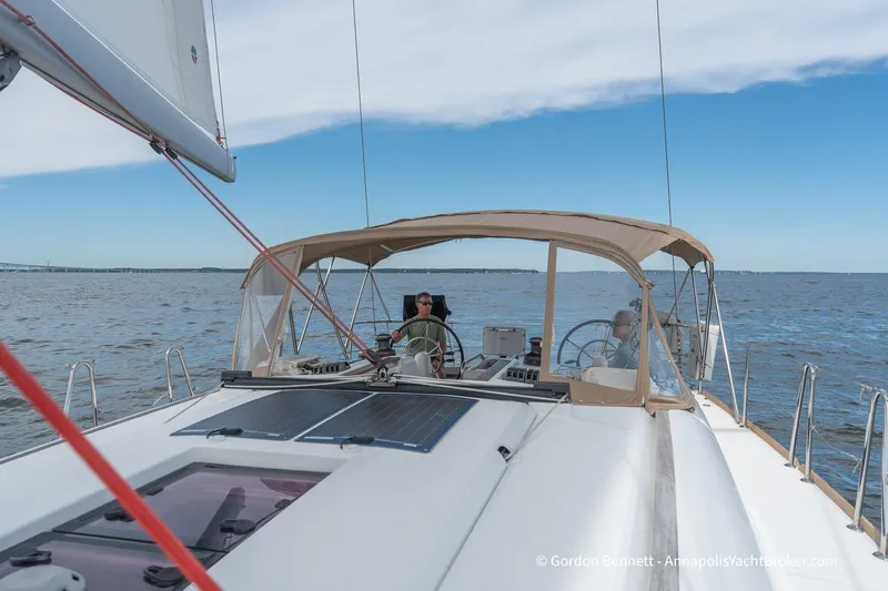 Balandra Yacht Photos Pics 2014 Jeanneau Sun Odyssey 439 sailing on open water under clear skies.