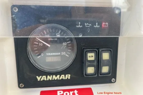 Searching For Bliss Yacht Photos Pics Yanmar engine control panel on 2011 Lagoon 450 F catamaran, showing RPM and indicators.