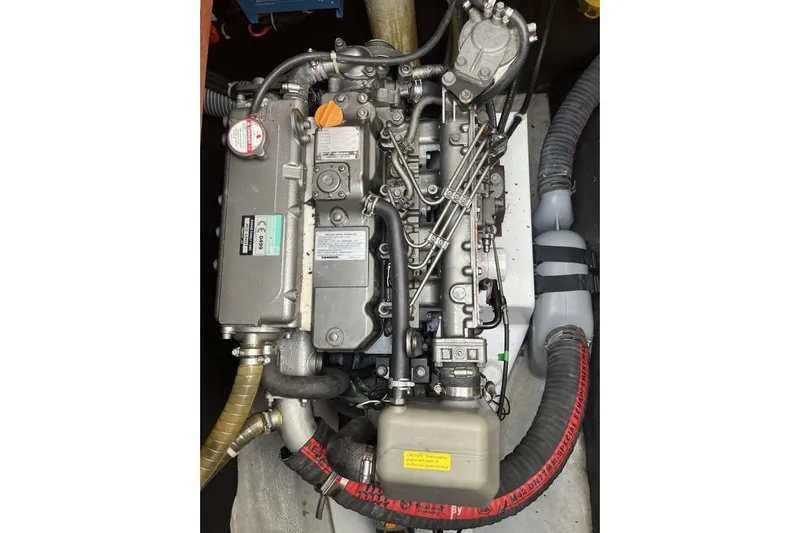 Searching For Bliss Yacht Photos Pics Engine of 2011 Lagoon 450 F catamaran, detailed view with hoses and components.