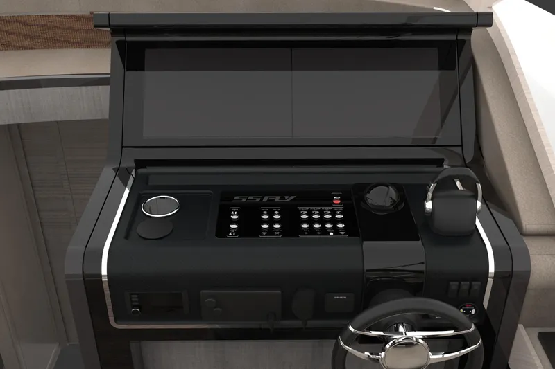  Yacht Photos Pics 2026 Cruisers Yachts 57 Fly helm with modern controls and sleek design.