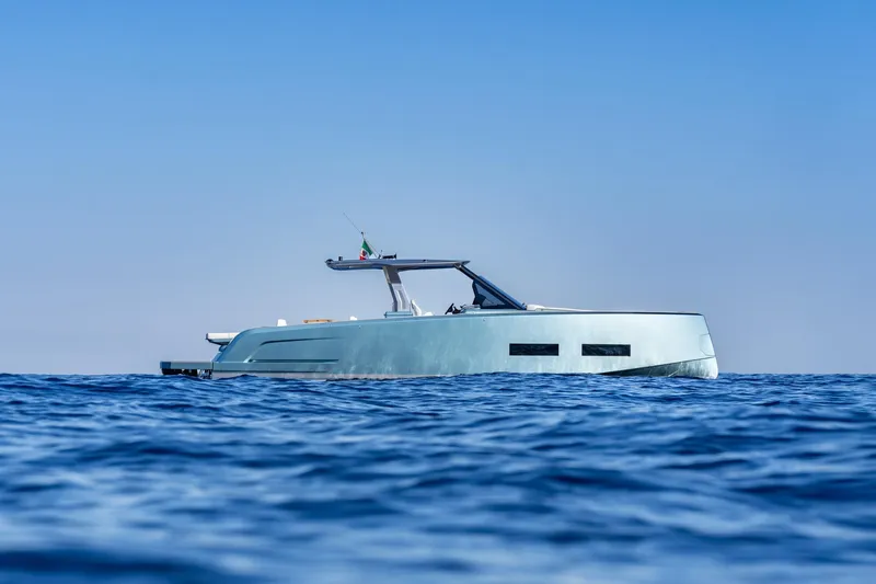  Yacht Photos Pics 2026 Pardo Yachts P43 cruising on open sea under clear blue sky.