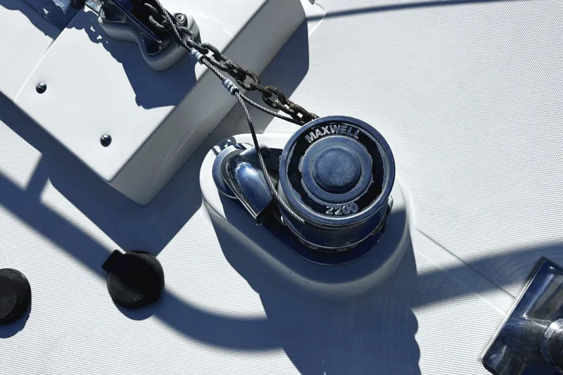 Times Like These Yacht Photos Pics Anchor winch on 2004 McKinna 57 PHMY Widebody yacht deck.