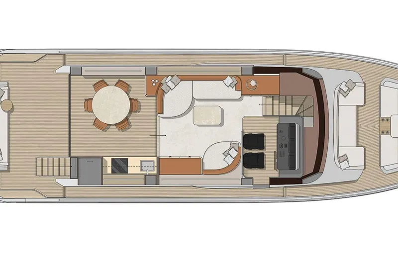 Yacht Photos Pics Floor plan of 2026 Cranchi Sessantadue 62 yacht, featuring spacious interior layout.