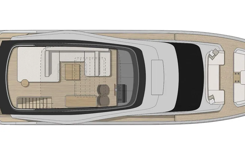  Yacht Photos Pics Top view of 2026 Cranchi Sessantadue 62 yacht layout, showcasing interior design.