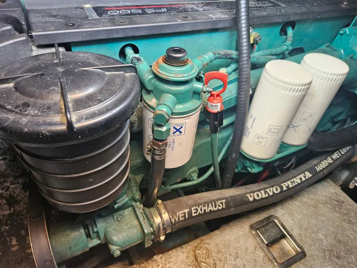  Yacht Photos Pics Engine compartment of a 2005 Four Winns 378 Vista with Volvo Penta components.