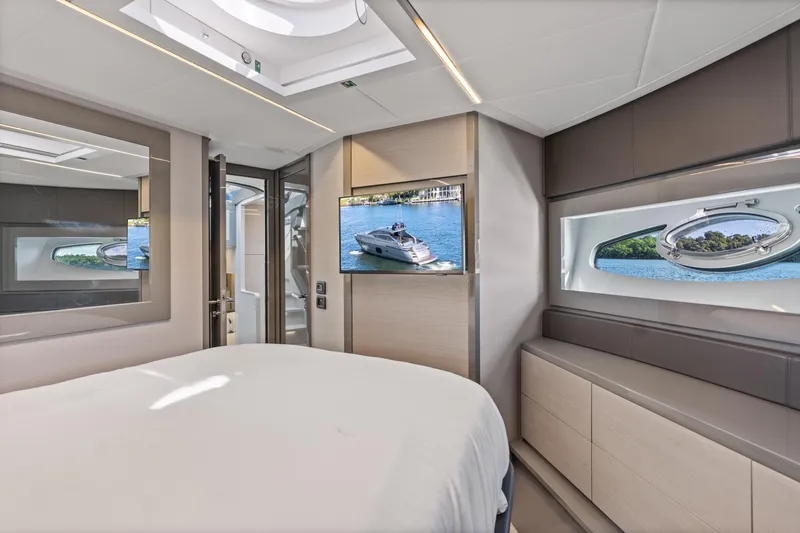  Yacht Photos Pics Luxurious interior of 2016 Pershing 62' yacht with modern design and scenic views.